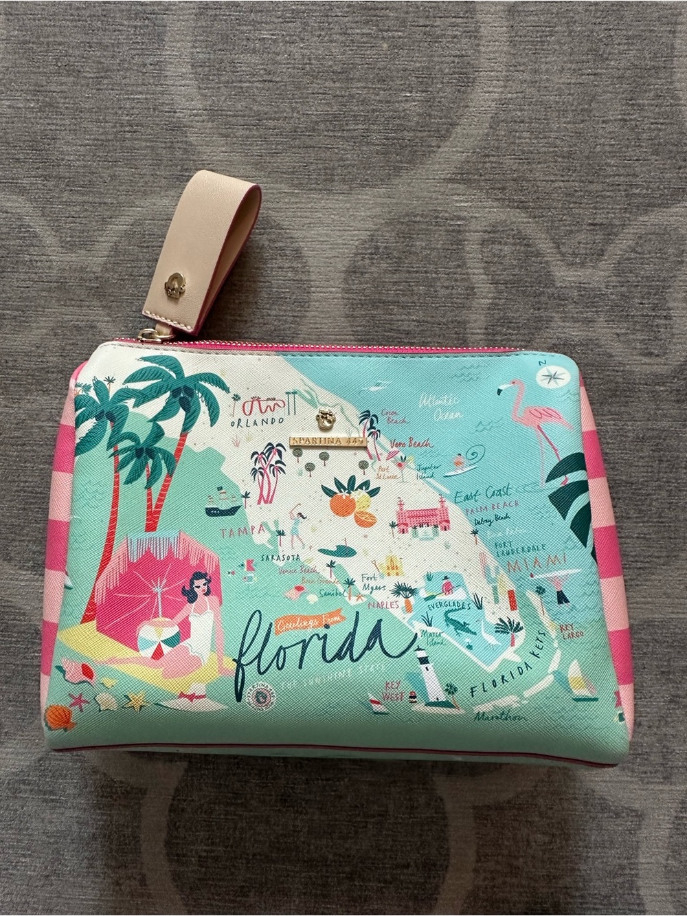 Spartina 449 "Greetings from Florida" carry-all cosmetic case